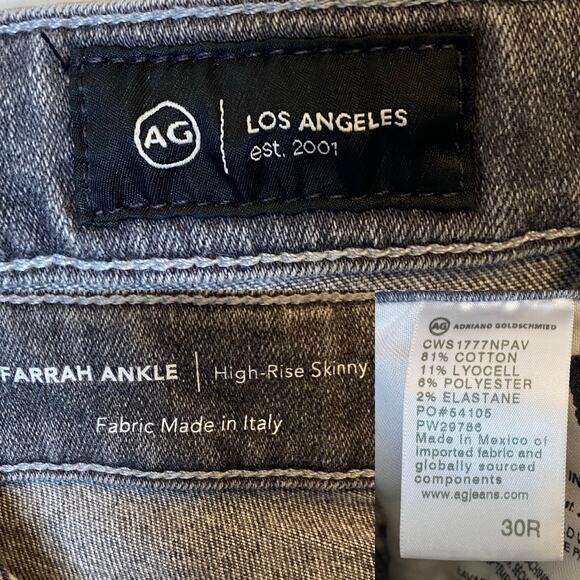 AG Adriano Goldschmied The Farrah High Rise Skinny Ankle Jeans Unpaved, size 30 - Picture 4 of 4